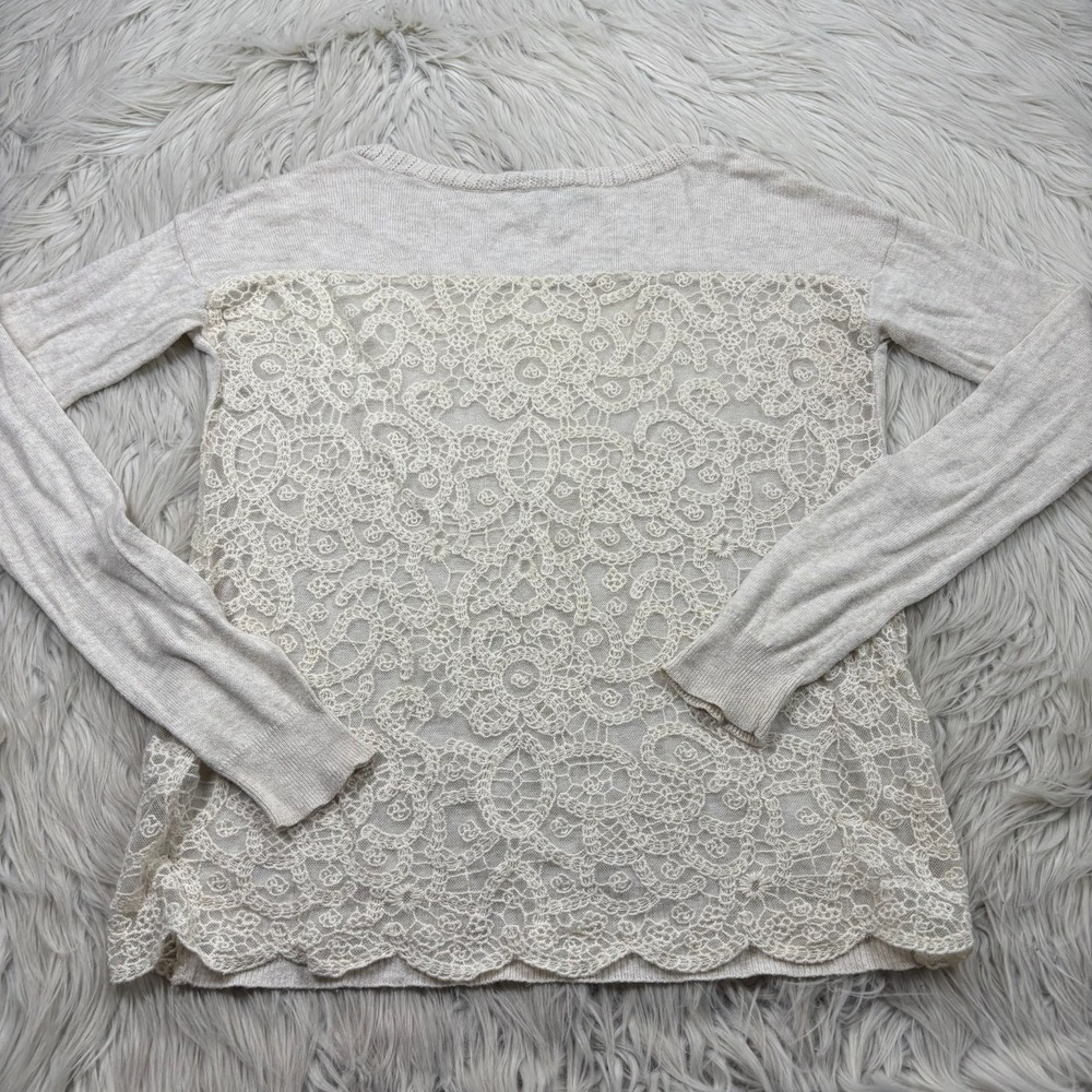 Vintage Y2K American Eagle Women's XS Lace Black Knit Top Romantic Coquette Boho